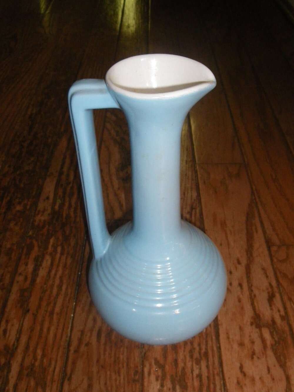 Vintage Frankoma Pottery V-10 Tall Pitcher Vase #1384 Morning Glory Blue USA